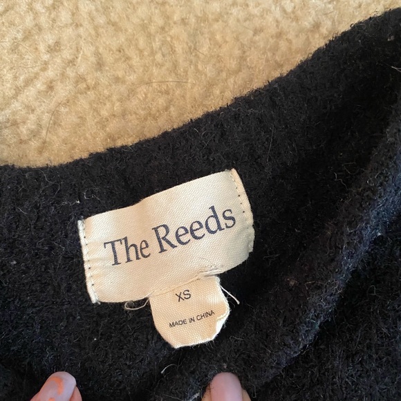 ** FROM ANTHRO** BLACK SHORT SLEEVE SWEATER - Picture 2 of 3